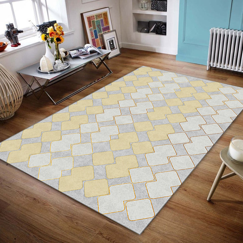 Lisslune | Contemporary Area Rug Multi-colored Geo Printed Carpet Synthetic Non-slip Machine Washable Rug
