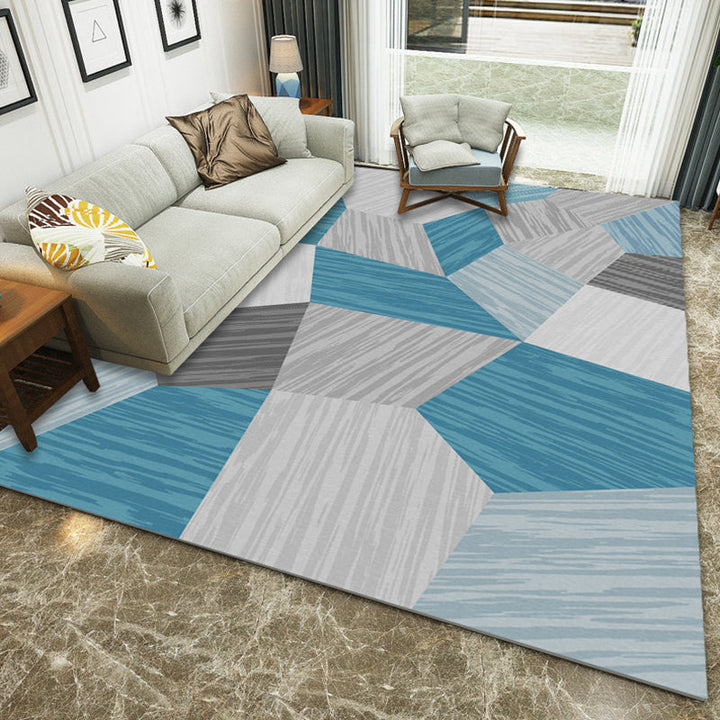 Lisslune | Contemporary Area Rug Multi-colored Geo Printed Carpet Synthetic Non-slip Machine Washable Rug