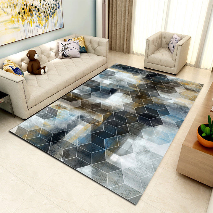 Lisslune | Contemporary Area Rug Multi-colored Geo Printed Carpet Synthetic Non-slip Machine Washable Rug