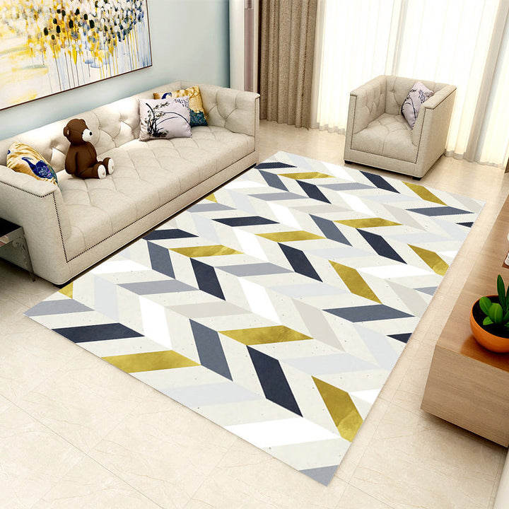 Lisslune | Contemporary Area Rug Multi-colored Geo Printed Carpet Synthetic Non-slip Machine Washable Rug