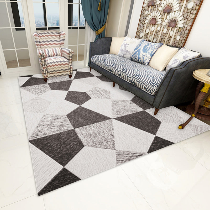 Lisslune | Contemporary Area Rug Multi-colored Geo Printed Carpet Synthetic Non-slip Machine Washable Rug