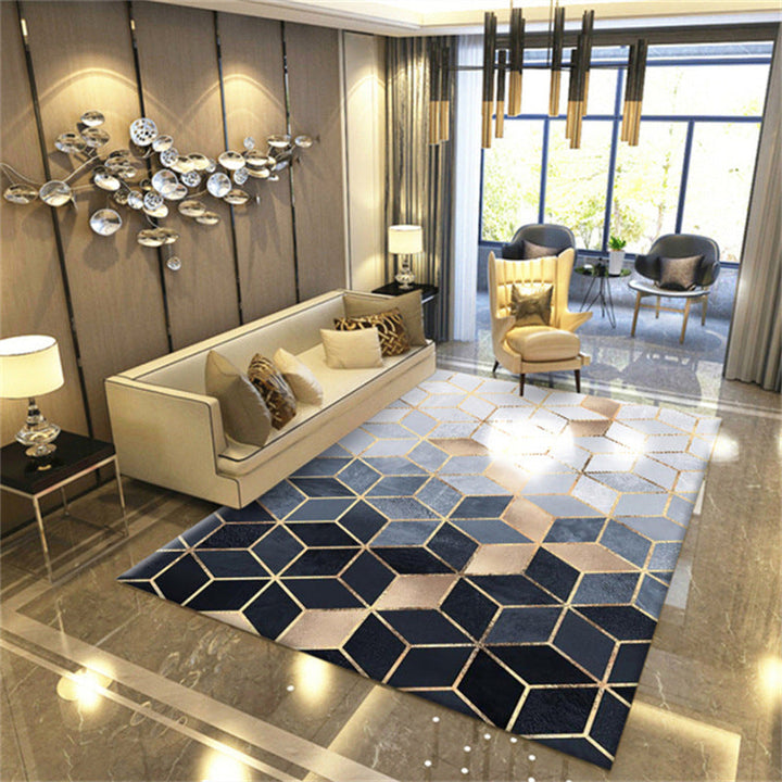 Lisslune | Contemporary Area Rug Multi-colored Geo Printed Carpet Synthetic Non-slip Machine Washable Rug