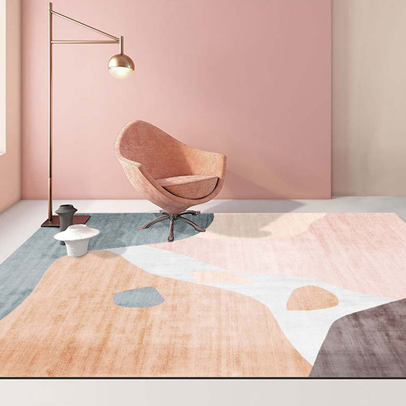 Lisslune | Novelty Abstract Printed Carpet Multi Colored Cotton Blend Area Rug Easy Maintenance Non-Slip Backing Carpet for Living Room