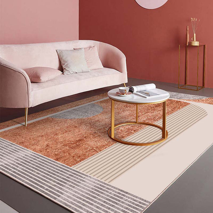 Lisslune | Novelty Abstract Printed Carpet Multi Colored Cotton Blend Area Rug Easy Maintenance Non-Slip Backing Carpet for Living Room