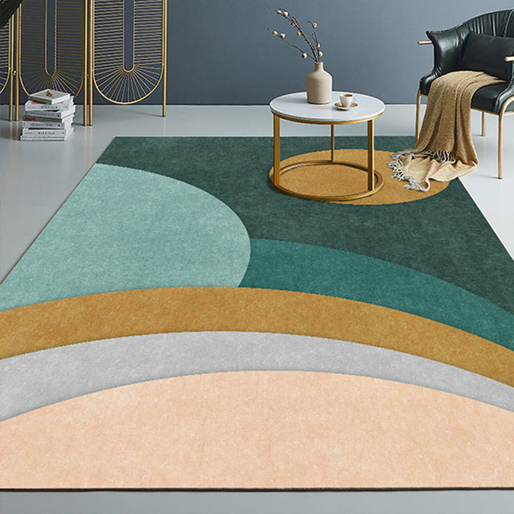 Lisslune | Novelty Abstract Printed Carpet Multi Colored Cotton Blend Area Rug Easy Maintenance Non-Slip Backing Carpet for Living Room