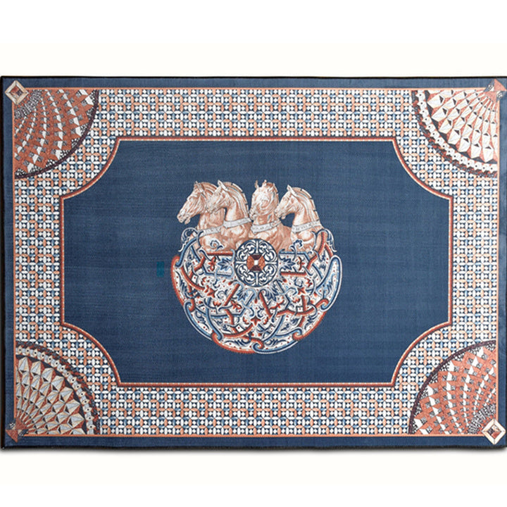 Lisslune | Multicolored living room rug Americana abstract printed indoor rug polyester easy care non-slip backing rug