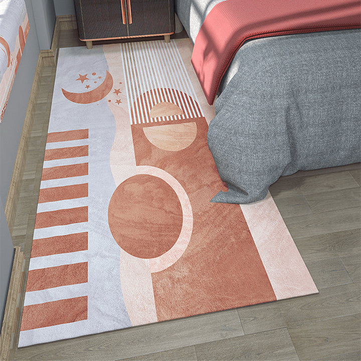 Lisslune | Western Bedroom Rug Multicolored Color Blocked Indoor Rug Mixed Eco-Friendly Non-Slip Back Rug
