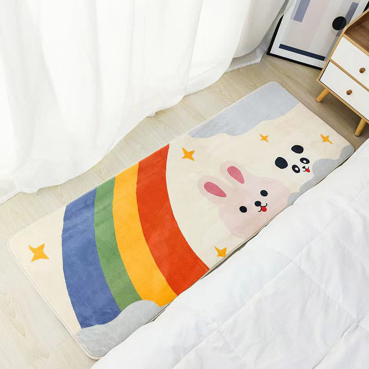 Lisslune | Southwest Bedroom Carpet Multi-colored Cartoon Printed Area Rug Synthetic Non-slip Rug Machine Washable Rug