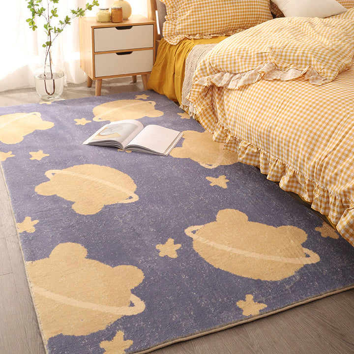 Lisslune | Beautiful children's room carpet Multicolored cartoon print area rug synthetic non-slip backing pet-friendly carpet