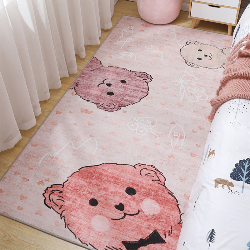 Lisslune | Beautiful multi-colored children's room rug with cartoon animal print rug polypropylene non-slip backing washable rug