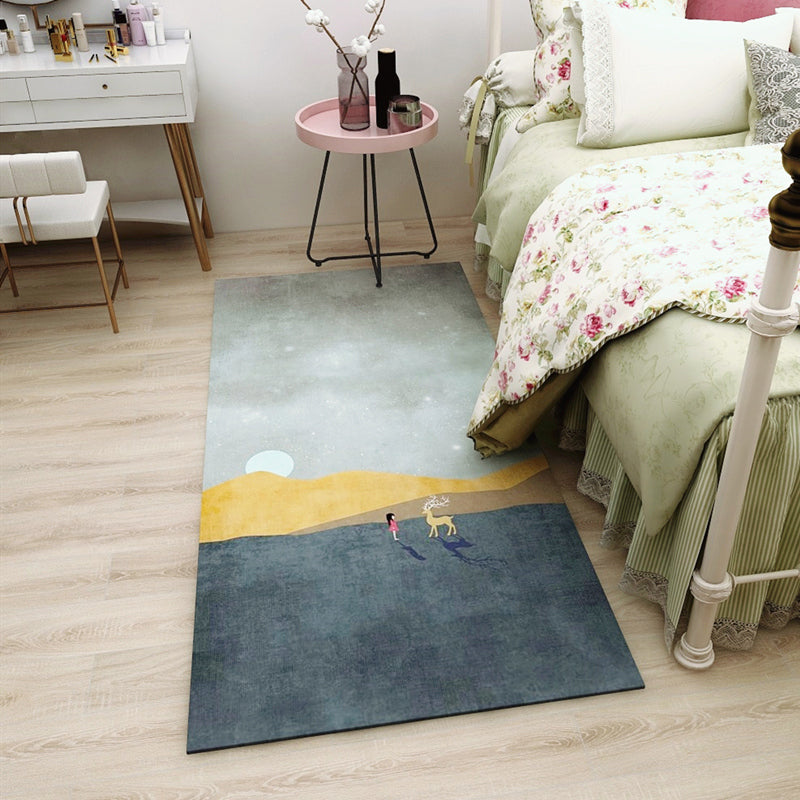 Lisslune | Multicolored Bedroom Rug Western Color Block Area Rug Polyester Easy Care Machine Washable Indoor Carpet