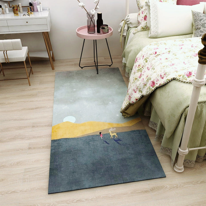 Lisslune | Multicolored Bedroom Rug Western Color Block Area Rug Polyester Easy Care Machine Washable Indoor Carpet