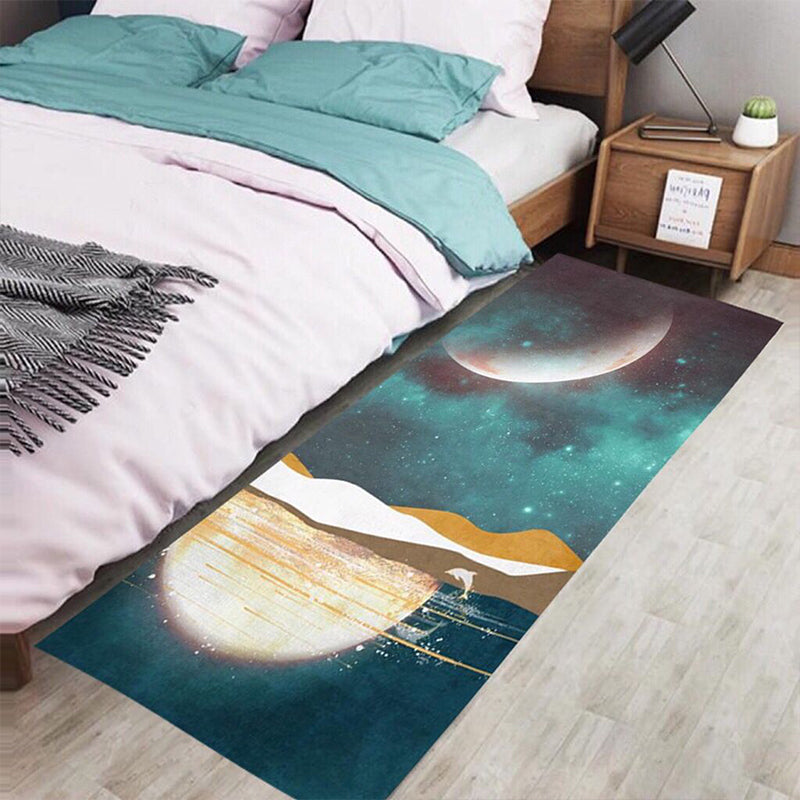 Lisslune | Multicolored Bedroom Rug Western Color Block Area Rug Polyester Easy Care Machine Washable Indoor Carpet