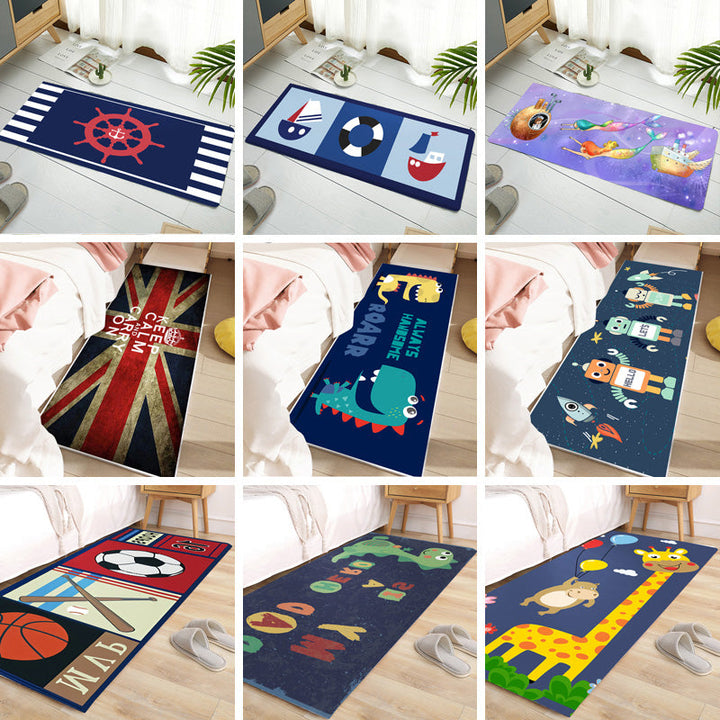 Lisslune | Beautiful children's room rug Multicolored fairy tale pattern rug Polyester Non-slip Washable Pet-friendly rug
