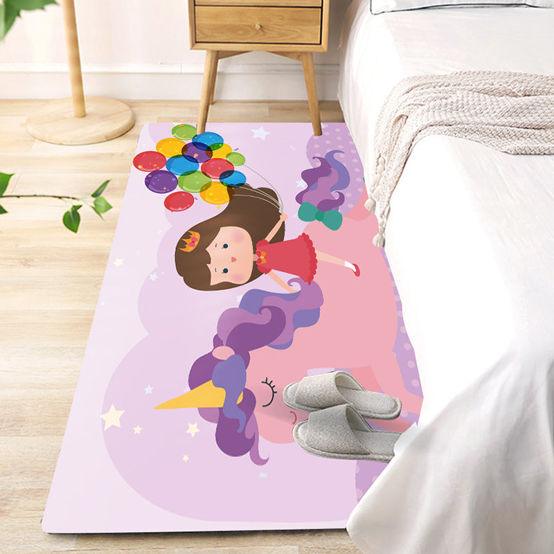 Lisslune | Beautiful children's room rug Multicolored fairy tale pattern rug Polyester Non-slip Washable Pet-friendly rug