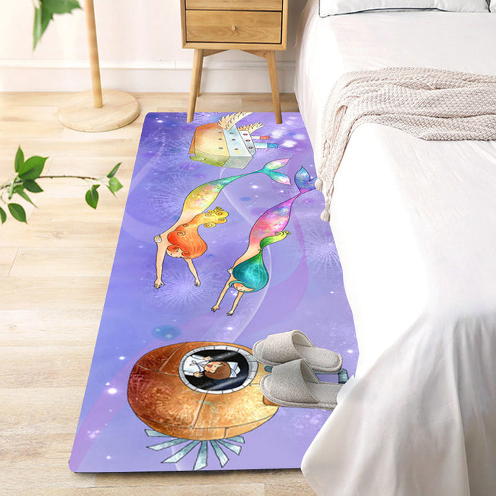 Lisslune | Beautiful children's room rug Multicolored fairy tale pattern rug Polyester Non-slip Washable Pet-friendly rug