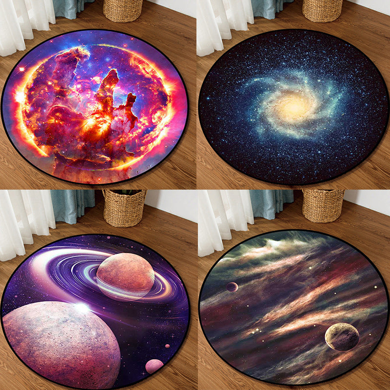 Lisslune | Colorful Children's Room Rug Contemporary Space 3D Printed Carpet Polyester Non-Slip Washable Rug