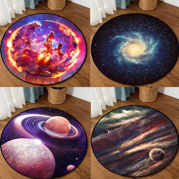 Lisslune | Colorful Children's Room Rug Contemporary Space 3D Printed Carpet Polyester Non-Slip Washable Rug