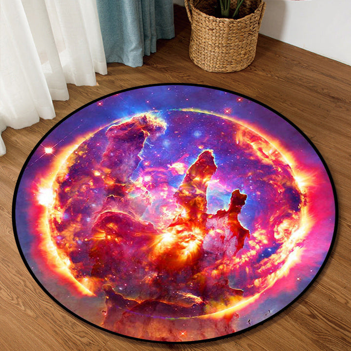 Lisslune | Colorful Children's Room Rug Contemporary Space 3D Printed Carpet Polyester Non-Slip Washable Rug