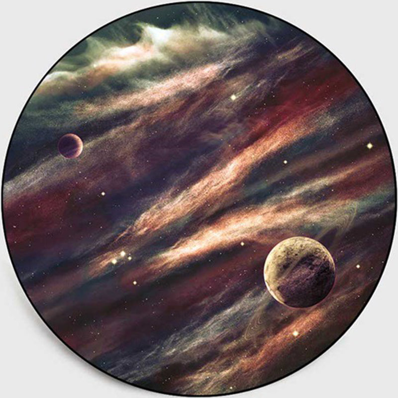 Lisslune | Colorful Children's Room Rug Contemporary Space 3D Printed Carpet Polyester Non-Slip Washable Rug