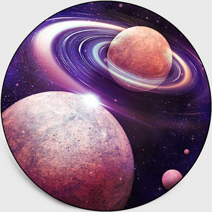Lisslune | Colorful Children's Room Rug Contemporary Space 3D Printed Carpet Polyester Non-Slip Washable Rug