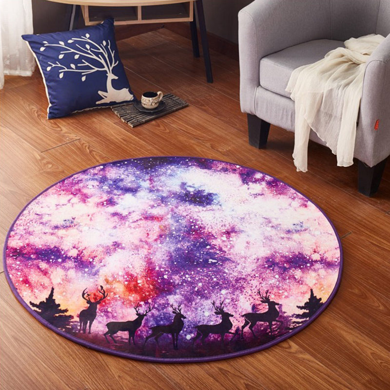 Lisslune | Modern 3D Space Print Carpet Multicolored Polypropylene Rug Non-Slip Backing Pet-Friendly Rug for the Room
