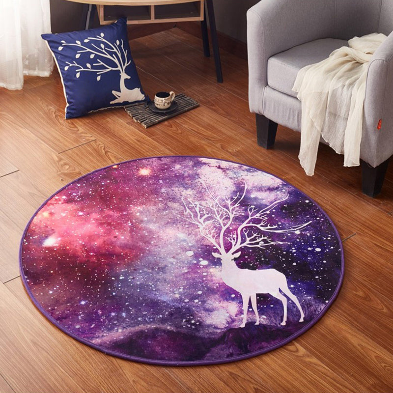Lisslune | Modern 3D Space Print Carpet Multicolored Polypropylene Rug Non-Slip Backing Pet-Friendly Rug for the Room
