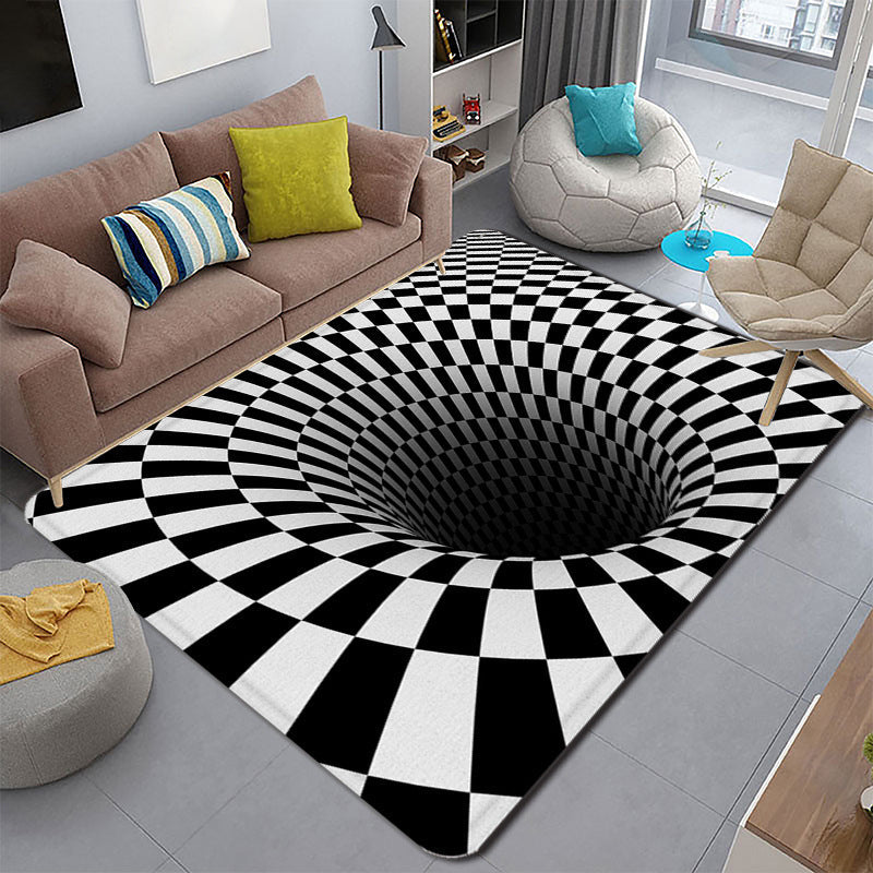Lisslune | Funky Living Room Rug Multicolor Cartoon 3D Print Rug Synthetic Non-Slip Backing Stain Resistant Rug