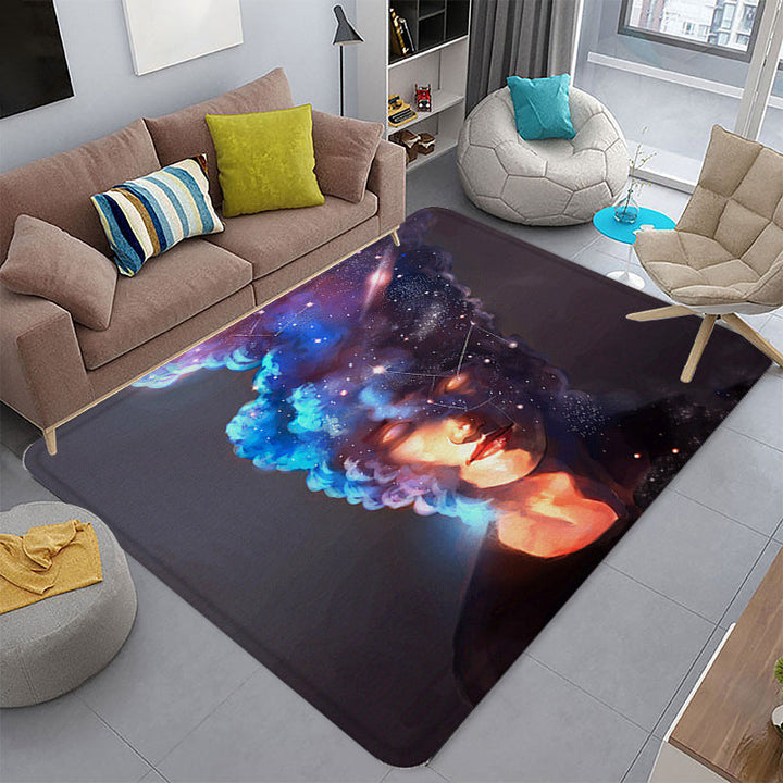 Lisslune | Funky Living Room Rug Multicolor Cartoon 3D Print Rug Synthetic Non-Slip Backing Stain Resistant Rug