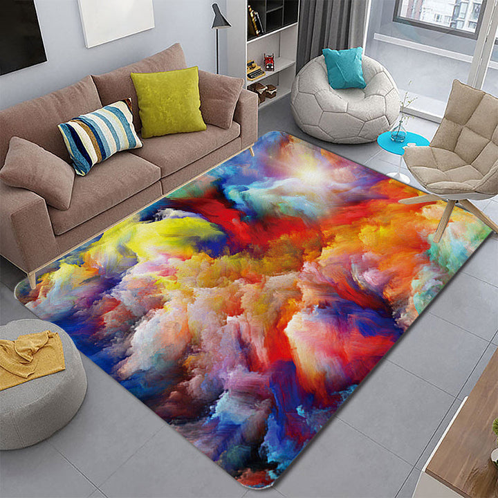Lisslune | Funky Living Room Rug Multicolor Cartoon 3D Print Rug Synthetic Non-Slip Backing Stain Resistant Rug