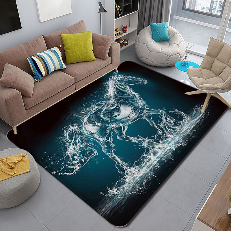 Lisslune | Funky Living Room Rug Multicolor Cartoon 3D Print Rug Synthetic Non-Slip Backing Stain Resistant Rug