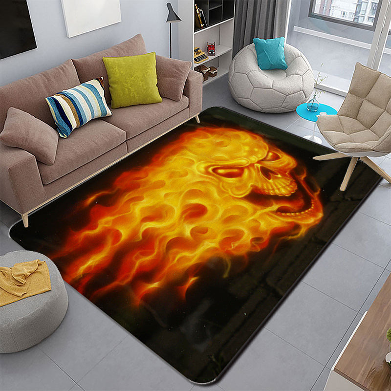 Lisslune | Funky Living Room Rug Multicolor Cartoon 3D Print Rug Synthetic Non-Slip Backing Stain Resistant Rug