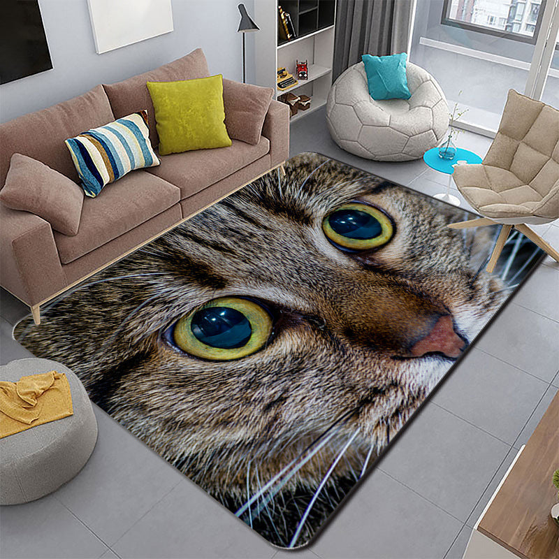 Lisslune | Funky Living Room Rug Multicolor Cartoon 3D Print Rug Synthetic Non-Slip Backing Stain Resistant Rug