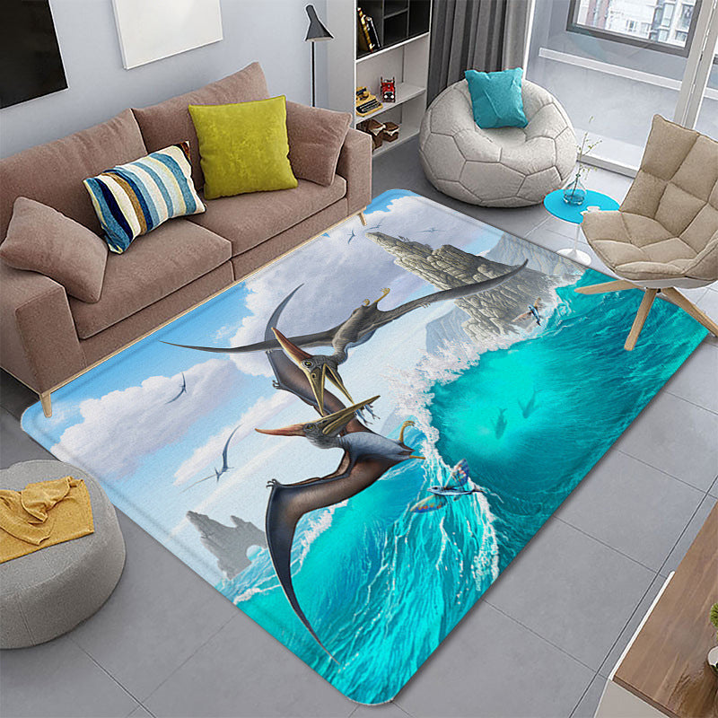 Lisslune | Funky Living Room Rug Multicolor Cartoon 3D Print Rug Synthetic Non-Slip Backing Stain Resistant Rug