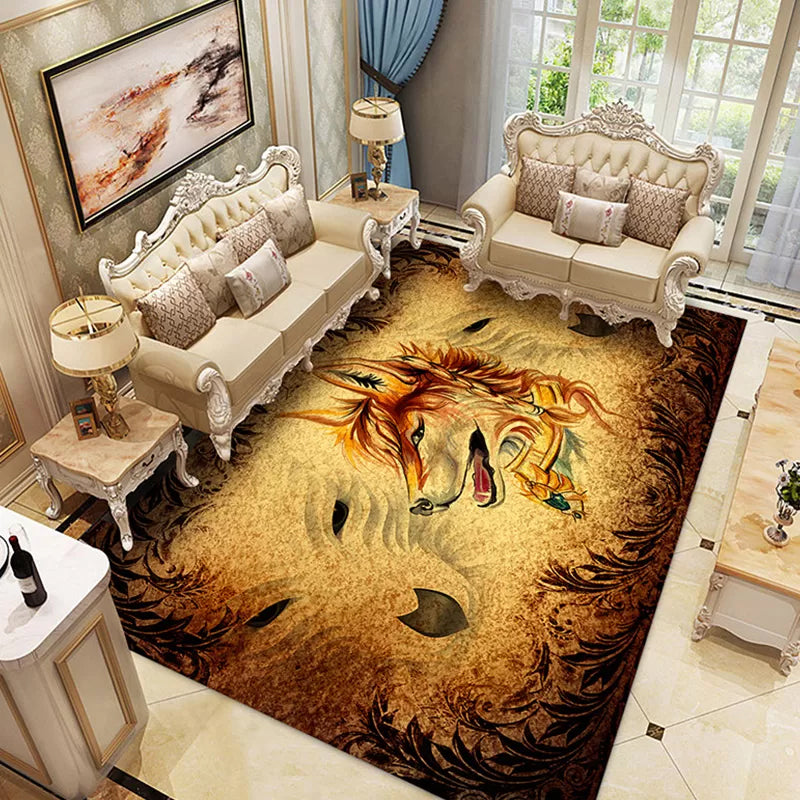 Lisslune | Multicolored Children's Room Rug Unique 3D Animal Area Rug Polyester Pet-Friendly Non-Slip Washable Rug