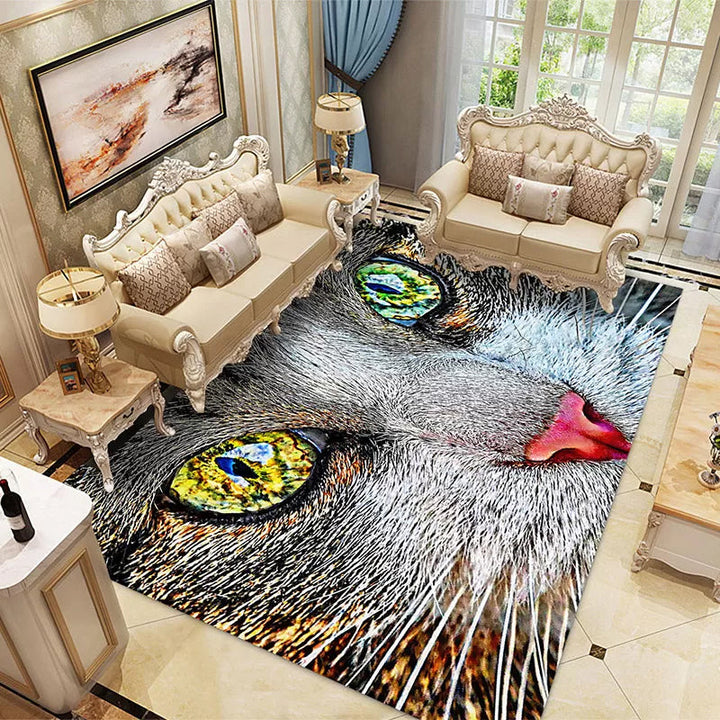 Lisslune | Multicolored Children's Room Rug Unique 3D Animal Area Rug Polyester Pet-Friendly Non-Slip Washable Rug