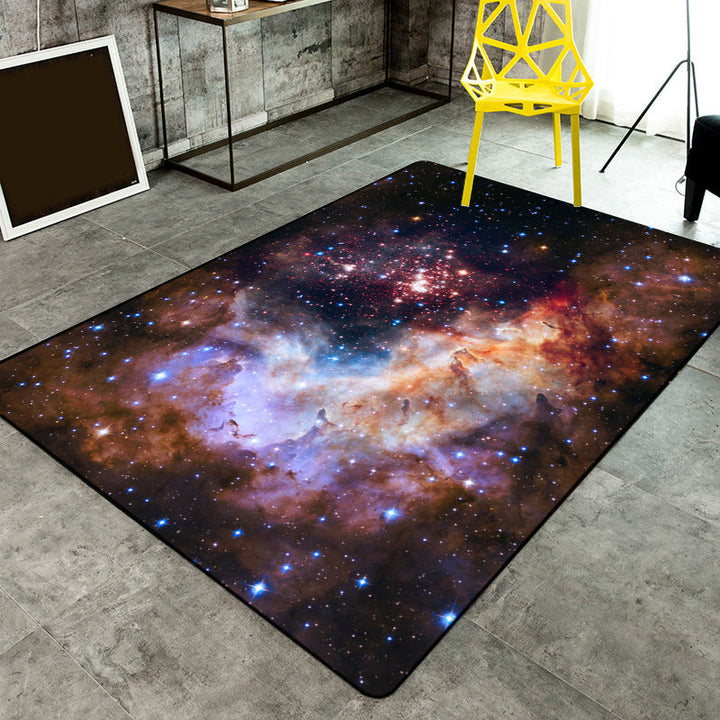 Lisslune | Soothing Children's Rug Multicolor 3D Starry Sky Pattern Rug Polypropylene Non-Slip Machine Washable Rug