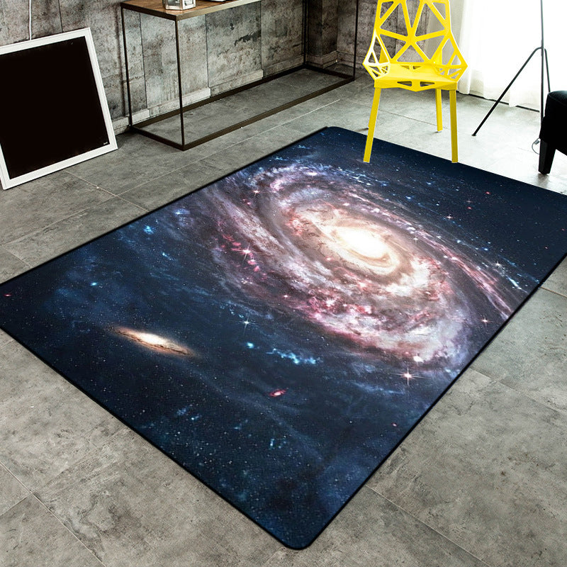 Lisslune | Soothing Children's Rug Multicolor 3D Starry Sky Pattern Rug Polypropylene Non-Slip Machine Washable Rug