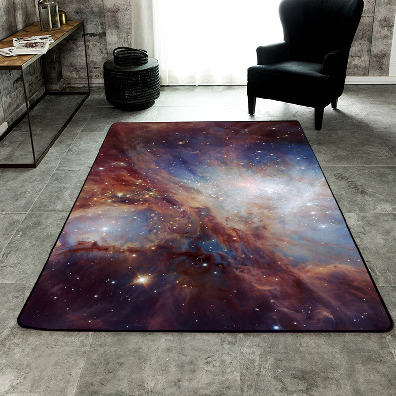 Lisslune | Calming Kids Rug Multicolor 3D Starry Sky Pattern Rug Polypropylene Non-slip Machine Washable Rug