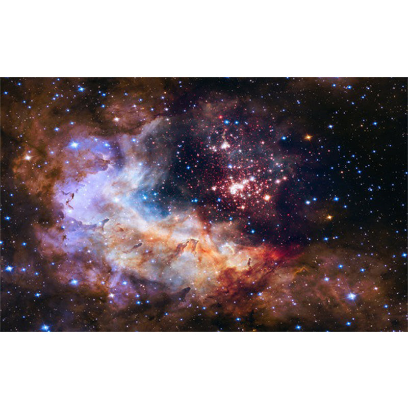 Lisslune | Soothing Children's Rug Multicolor 3D Starry Sky Pattern Rug Polypropylene Non-Slip Machine Washable Rug