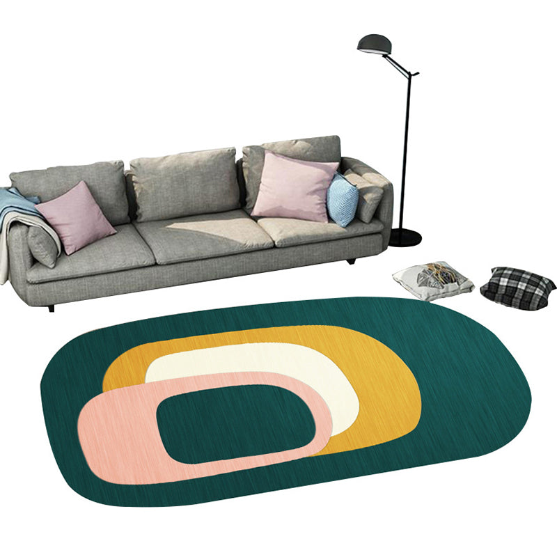Lisslune | Casual abstract print rug Multicolor Polyester rug Non-slip underside Stain-resistant rug for living room