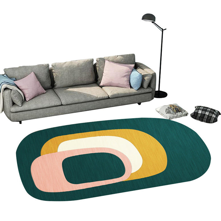 Lisslune | Casual abstract print rug Multicolor Polyester rug Non-slip underside Stain-resistant rug for living room