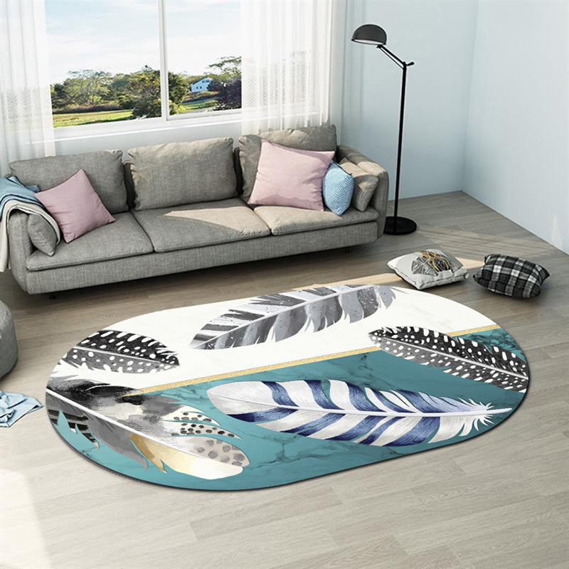 Lisslune | Casual abstract print rug Multicolor Polyester rug Non-slip underside Stain-resistant rug for living room