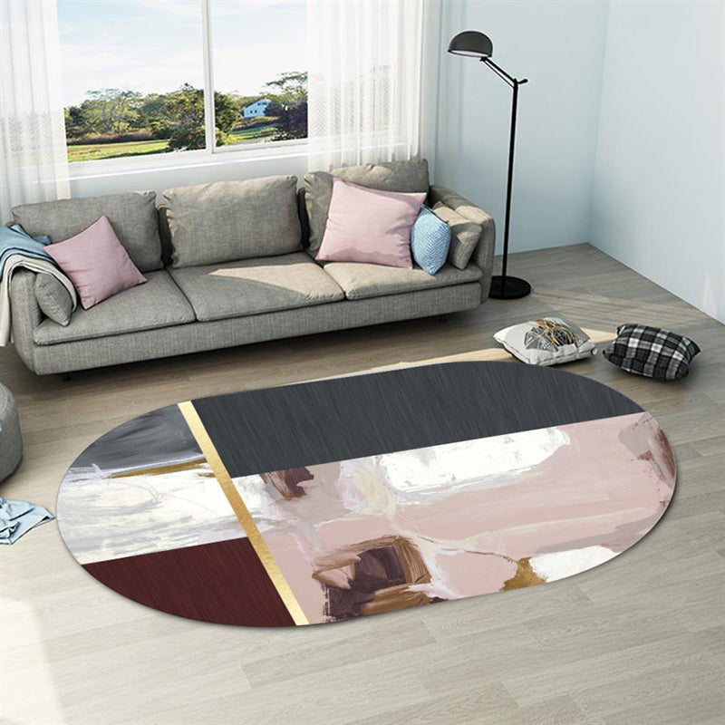 Lisslune | Casual abstract print rug Multicolor Polyester rug Non-slip underside Stain-resistant rug for living room