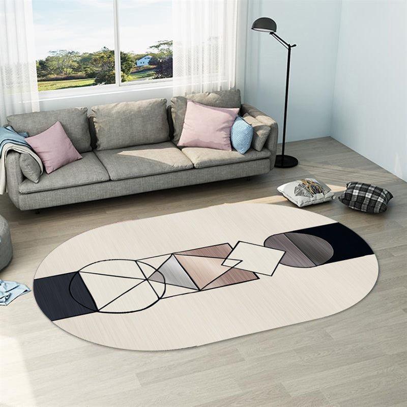 Lisslune | Casual abstract print rug Multicolor Polyester rug Non-slip underside Stain-resistant rug for living room