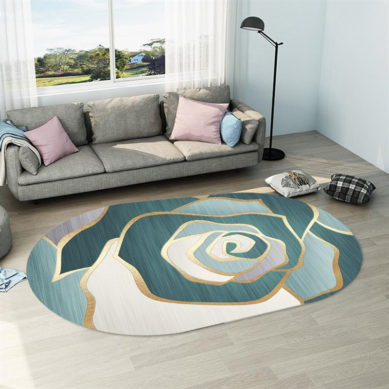 Lisslune | Casual abstract print rug Multicolor Polyester rug Non-slip underside Stain-resistant rug for living room