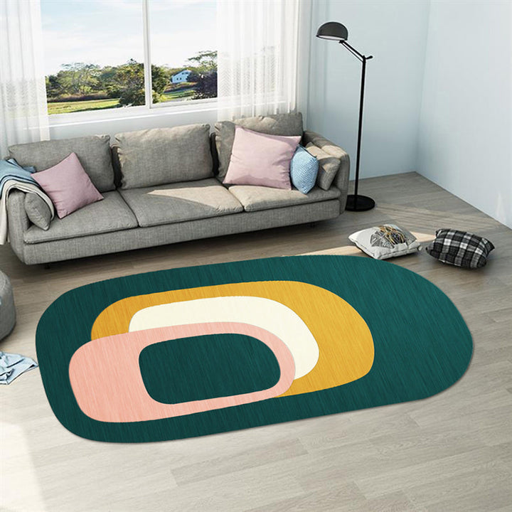 Lisslune | Casual abstract print rug Multicolor Polyester rug Non-slip underside Stain-resistant rug for living room