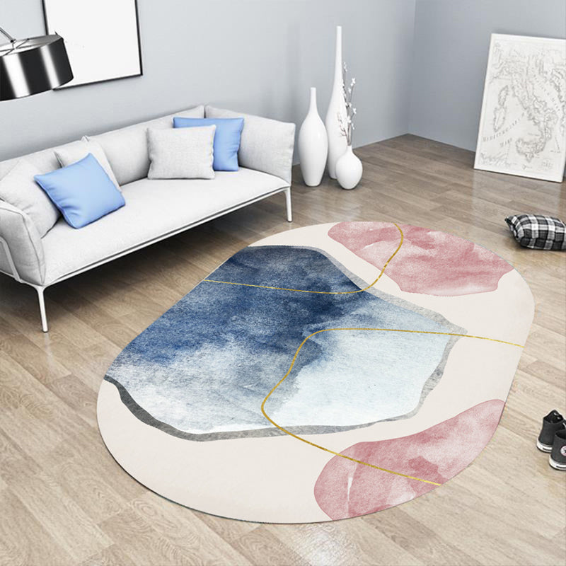 Lisslune | Casual abstract print rug Multicolor Polyester rug Non-slip underside Stain-resistant rug for living room