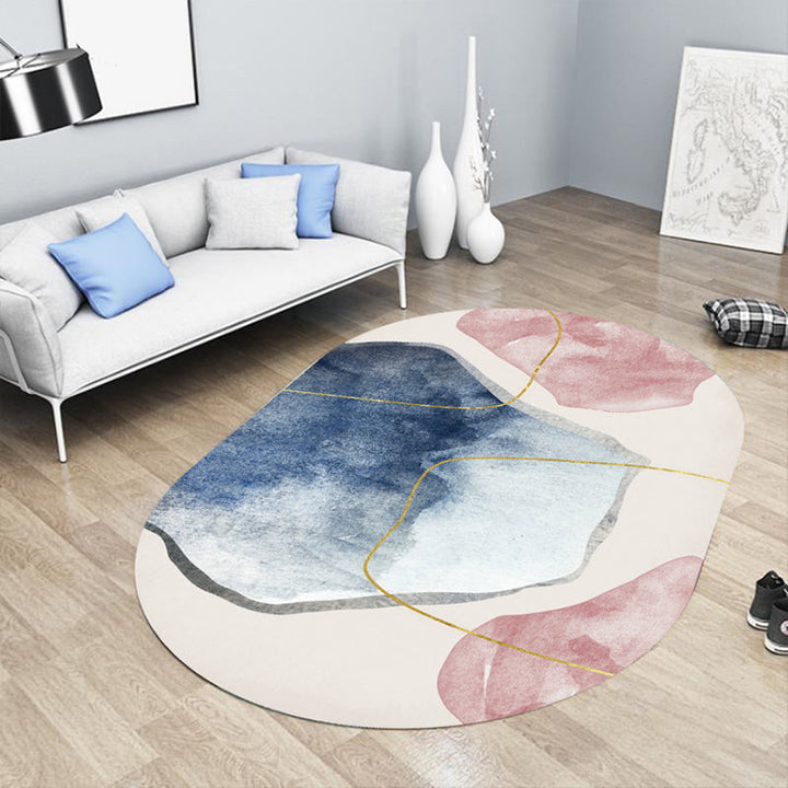 Lisslune | Casual abstract print rug Multicolor Polyester rug Non-slip underside Stain-resistant rug for living room