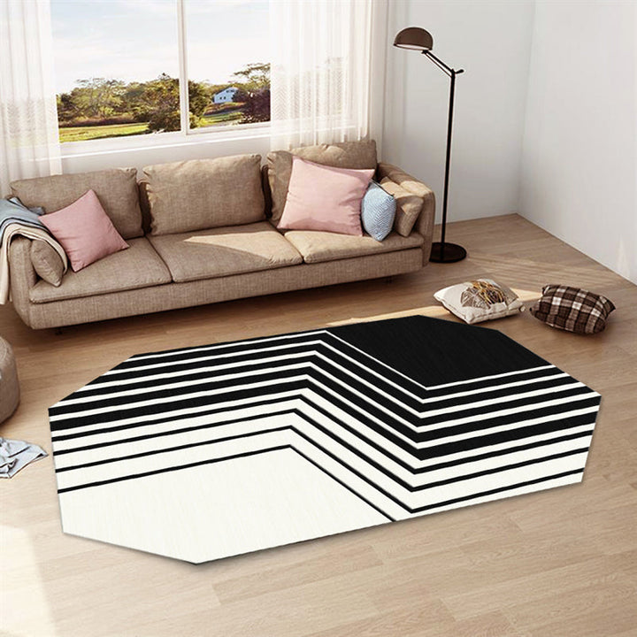 Lisslune | Casual abstract print rug Multicolor Polyester rug Non-slip underside Stain-resistant rug for living room